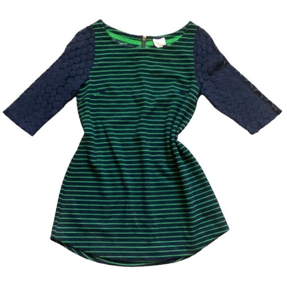 Anthropology Postmark Striped Tunic Lace Sleeves Sz S Blue & Green 91E - Picture 2 of 9